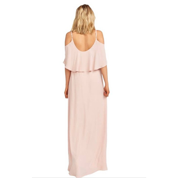 Show Me Your MuMu Caitlin Ruffle Maxi Dress Dusty Blush Crisp Large NWT - Picture 3 of 11